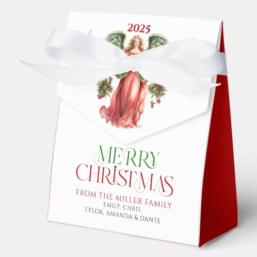 Christmas Angel Merry Christmas Feestelijke Typogr Bedankdoosjes (Voorkant)