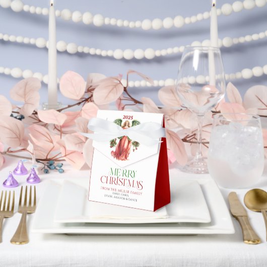 Christmas Angel Merry Christmas Feestelijke Typogr Bedankdoosjes (Huwelijk)