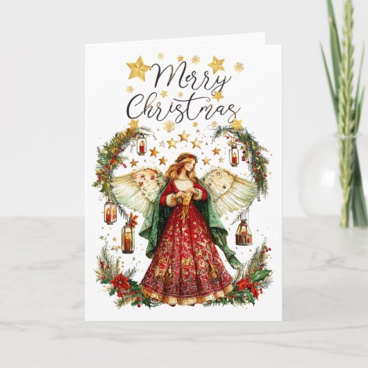 Christmas Angel & Merry Christmas Greeting Card Kaart (Voorkant)