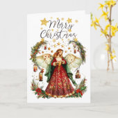 Christmas Angel & Merry Christmas Greeting Card Kaart (Gele Bloem)