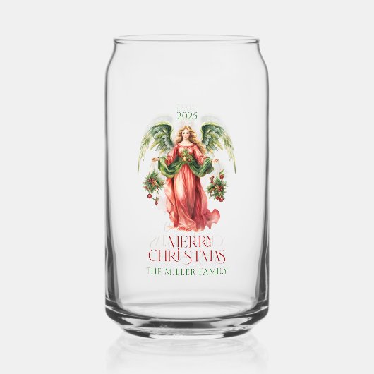 Christmas Angel Merry Christmas Typografie Blikvorm Glas (Voorkant)