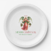 Christmas Angel Merry Christmas Typografie Papieren Bordje (Voorkant)