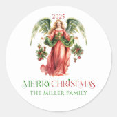 Christmas Angel Merry Christmas Typografie Ronde Sticker (Voorkant)