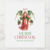 Christmas Angel Merry Christmas Typografie Wijn Etiket (Enkel label)