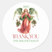 Christmas Angel Merry Christmas Typography Classi Ronde Sticker (Voorkant)