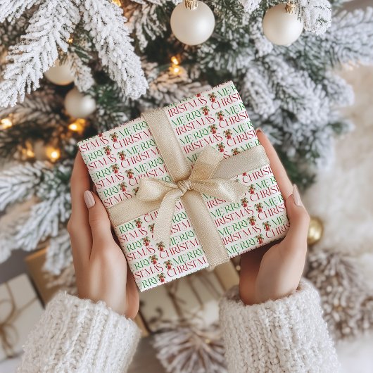 Christmas Angel Merry Fancy kersttypografie Cadeaupapier