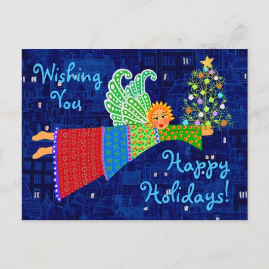 Christmas Angel met Tree a Holiday Briefkaart (Voorkant)