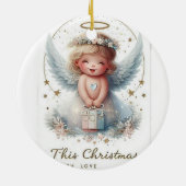 Christmas Angel Ornament, Angel baby Christmas Keramisch Ornament (Achterkant)