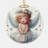 Christmas Angel Ornament, Angel baby Christmas Keramisch Ornament (Voorkant)