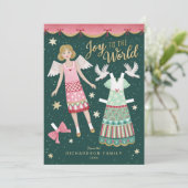 Christmas Angel Paper Doll Feestdagenkaart (Staand voorkant)