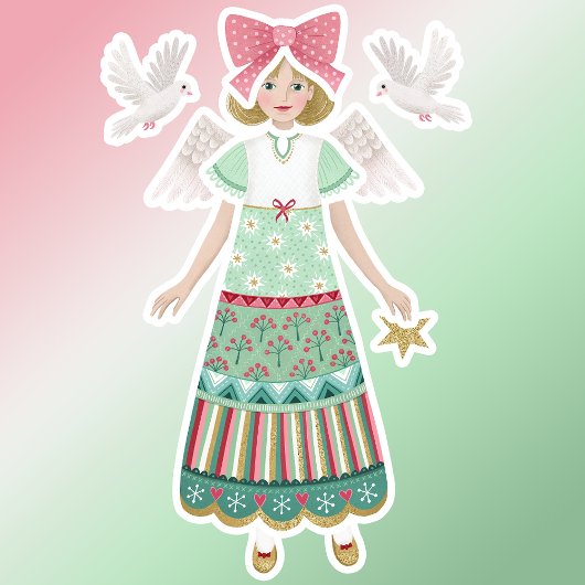 Christmas Angel Paper Doll Sticker Blad