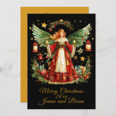 Christmas Angel personalized Holiday flat card Feestdagenkaart (Voorkant / Achterkant)