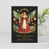 Christmas Angel personalized Holiday flat card Feestdagenkaart (Staand voorkant)