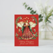 Christmas Angel personalized Holiday Postcard Feestdagenkaart (Staand voorkant)
