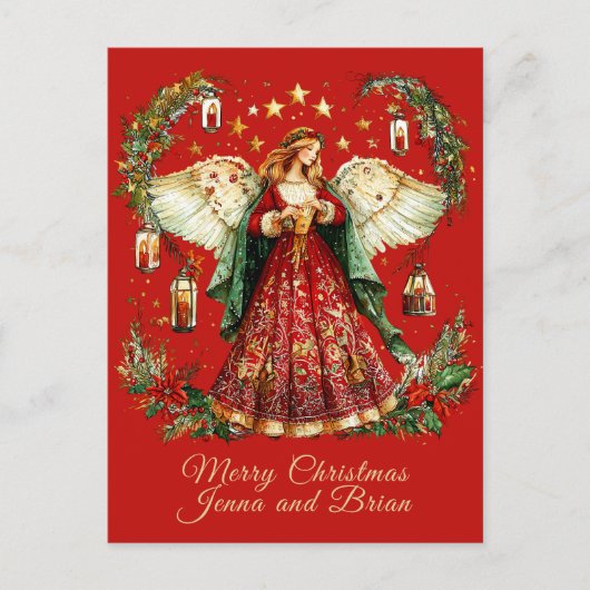 Christmas Angel personalized Holiday Postcard Feestdagenkaart (Voorkant)