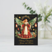Christmas Angel personalized Holiday Postcard Feestdagenkaart (Staand voorkant)