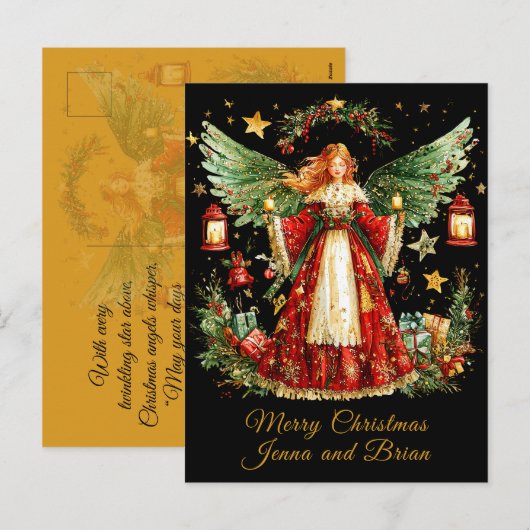 Christmas Angel personalized Holiday Postcard Feestdagenkaart (Voorkant / Achterkant)