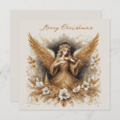 Christmas Angel playing music, customisable Feestdagenkaart (Voorkant / Achterkant)
