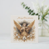 Christmas Angel playing music, customisable Feestdagenkaart (Staand voorkant)