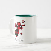 Christmas Angel Red Buffalo Plaid Personalized  Tweekleurige Koffiemok (Voorkant links)
