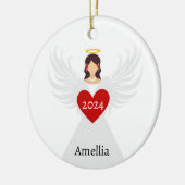 Christmas Angel Red Elegant Gepersonaliseerde Naam Keramisch Ornament (Links)