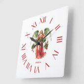 Christmas Angel Rode Romeinse cijfers Vierkante Klok (Hoek)