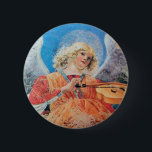 CHRISTMAS ANGEL RONDE BUTTON 5,7 CM<br><div class="desc">Elegant en klassiek ontwerp,  ontwikkeld op basis van een schilderij van Renaissance. Melozzo da Forli,  muziekmakend angel,  detail van een fresco c.1480.</div>