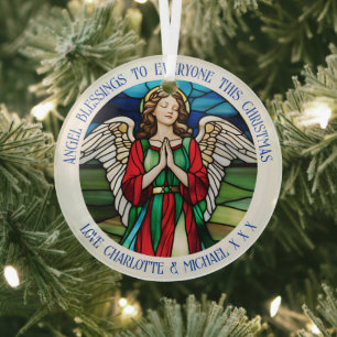 Christmas Angel rood en groen gekleurd Glas Ornament