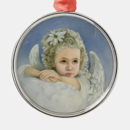Christmas Angel Round Metalen Ornament (Voorkant)