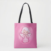 Christmas Angel roze en grijs winkelen Tote Bag (Voorkant)