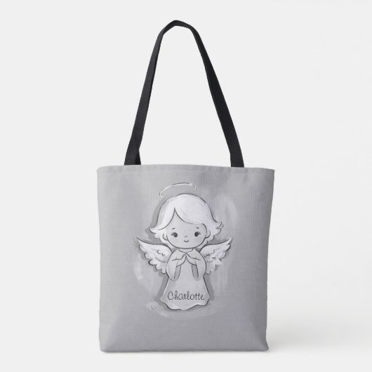 Christmas Angel roze en grijs winkelen Tote Bag (Achterkant)
