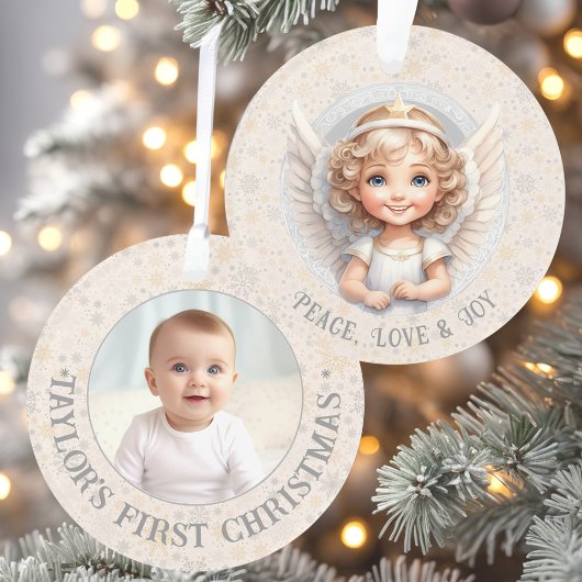 Christmas Angel Sjabloon Naam Foto Acryl Ornament