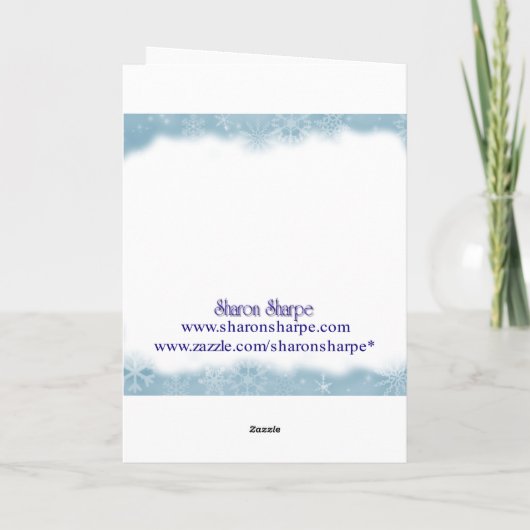 CHRISTMAS ANGEL & SNEEUWVLOKKEN door SHARON SHARPE Feestdagen Kaart (Achterkant)