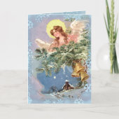 CHRISTMAS ANGEL & SNEEUWVLOKKEN door SHARON SHARPE Feestdagen Kaart (Voorkant)