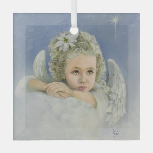 Christmas Angel Square Glas Ornament (Voorkant)