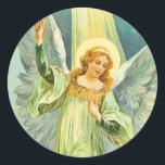 Christmas Angel Sticker<br><div class="desc">Een mooie  Victoriaans kerstengelenillustratie.</div>