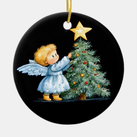 Christmas Angel Sweet and Heartfelt Personalize Keramisch Ornament (Voorkant)