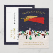 Christmas Angel Town Folk Art Vakantie Verhuizen Aankondigingskaart (Voorkant / Achterkant)