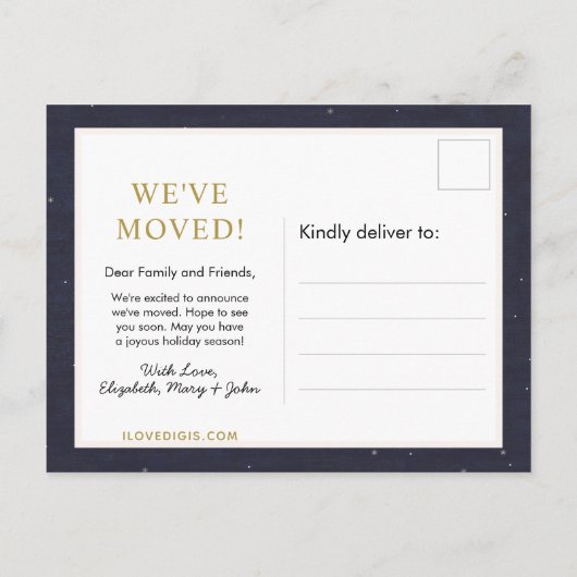 Christmas Angel Town Folk Art Vakantie Verhuizen Aankondigingskaart (Achterkant)