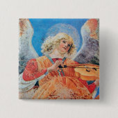 CHRISTMAS ANGEL VIERKANTE BUTTON 5,1 CM (Voorkant)
