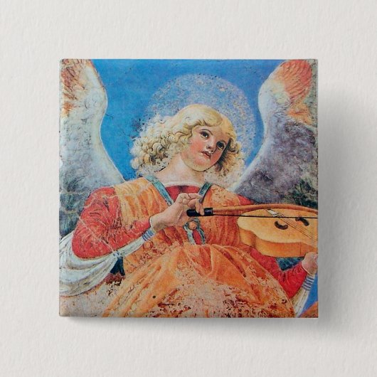 CHRISTMAS ANGEL VIERKANTE BUTTON 5,1 CM (Voorkant)