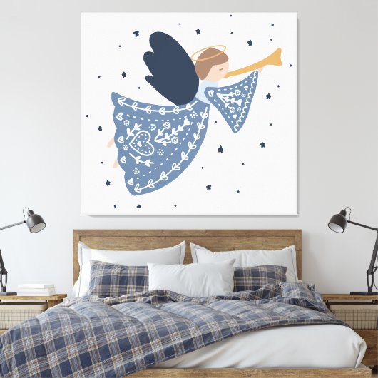 Christmas Angel Vrede op Aarde Hemelse Vakantie Canvas Afdruk (Insitu (Slaapkamer))