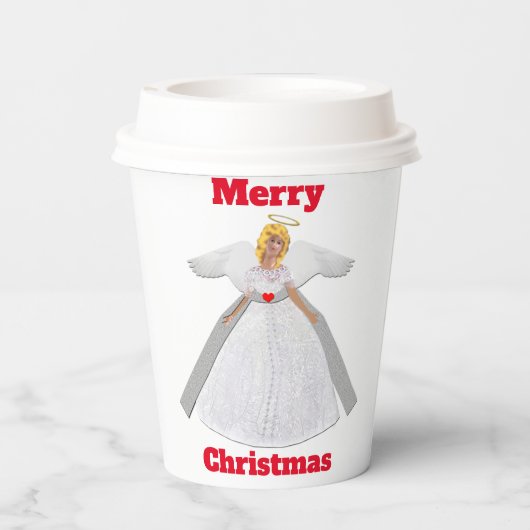 Christmas Angel White Paper Cup Papieren Bekers (Achterkant)