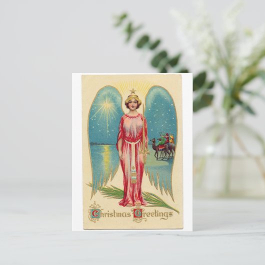 Christmas angel with decorative wings feestdagenkaart (Staand voorkant)