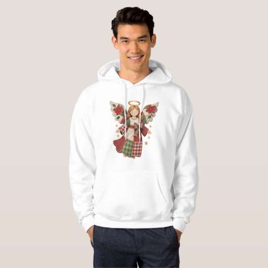 Christmas Angel with Golden Stars Hoodie (Voorkant volledig)
