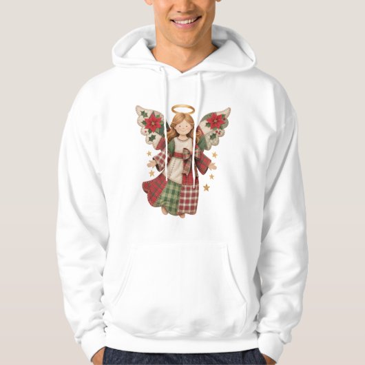 Christmas Angel with Golden Stars Hoodie (Voorkant)