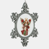 Christmas Angel with Golden Stars Tin Sneeuwvlok Ornament (Links)