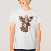 Christmas Angel with Golden Stars Tri-Blend Shirt (Voorkant)