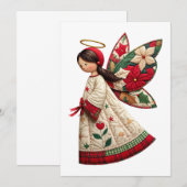 Christmas Angel with Holiday Flowers Kaart (Voorkant / Achterkant)