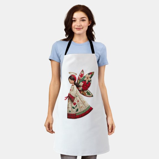 Christmas Angel with Holiday Flowers Schort (Gedragen)